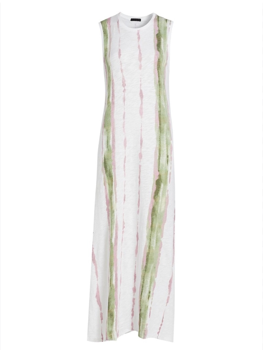 ATM Anthony Thomas Melillo White Maxi Skirt with Pink & Sage Green Paintstrokes